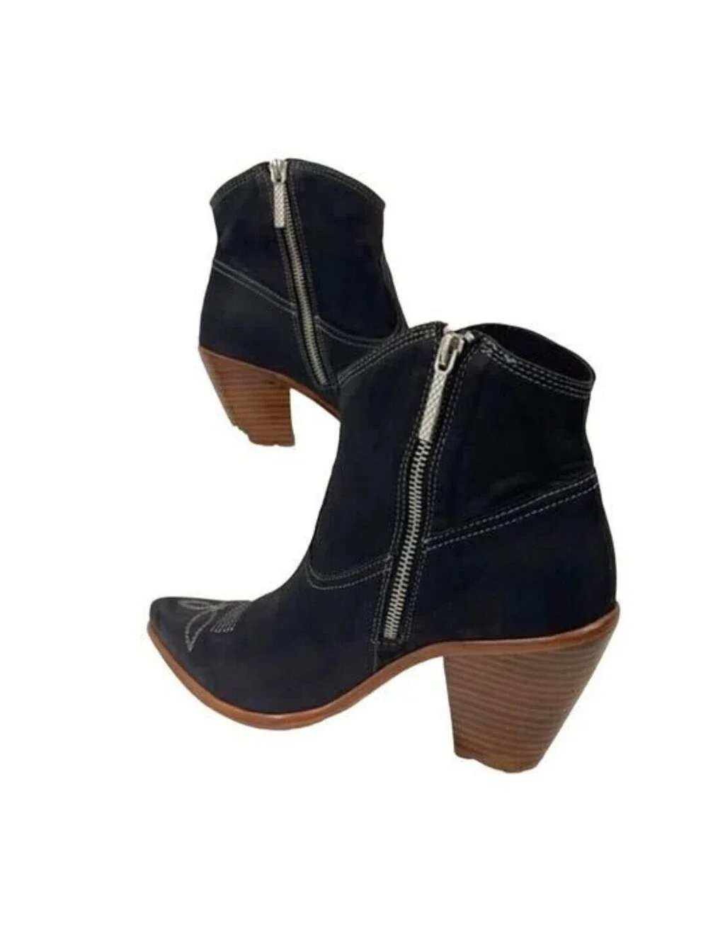NWOB Donald J Pliner Black Suede Western Style Ankle Boots sz 9